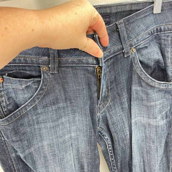 Hudson Women's Cotton Stretch Dark Wash Wide Leg Jeans Blue Collin flap 27 - Picture 13 of 15